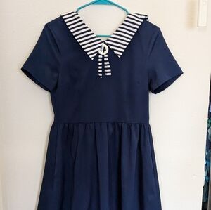 Modcloth fervour blue and white twee sailor dress - small